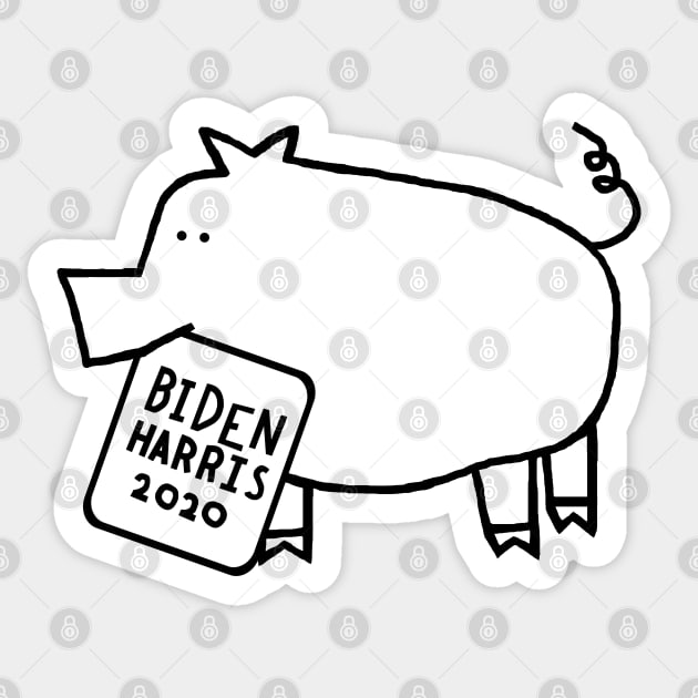 Cute Pig with Biden Harris Sign Outline Sticker by ellenhenryart